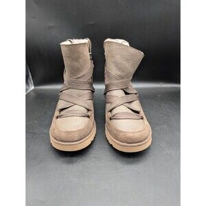UGG CLASSIC FEMME LACE UP BOMBER BROWN WEDGE ANKLE BOOTS US 9 EU 40 UK 7